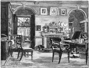 Darwins studeerkamer in Down House, zijn huis nabij Beckenham, Kent, 1883