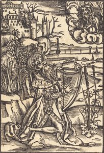 David speelt de harp, ca. 1500 door Unbekannt