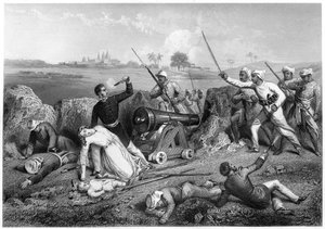 De dood van majoor Skene en zijn vrouw in Jhansi, 1857 door Unbekannt
