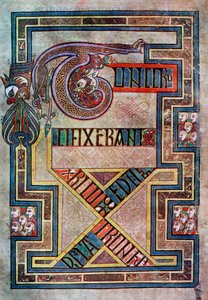 Versierde pagina, 800 AD, 20e eeuw door Unbekannt