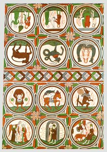 Decoratie in de Stora Råda Oude Kerk, Västra Götaland, Zweden, 1928 door Unbekannt