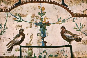 Decoratie in de catacomben van Praetextatus aan de Via Appia, Rome, Italië, 1928