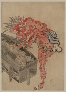 Demon, mogelijk Ibaraki, opent een doos, begin 19e eeuw door Unbekannt