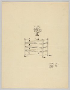 Ontwerp voor Drie-Lagen Tafel met Vaas en Bloemen, 1900-1905 door Unbekannt