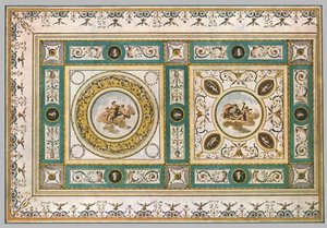 Ontwerp voor een plafond in een woonkamer, Italië