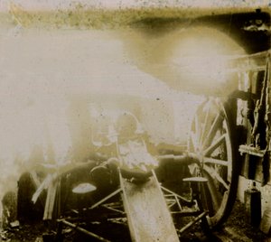 Vernietigde 75, automatische luchtafweerkanon, ca. 1914-1918