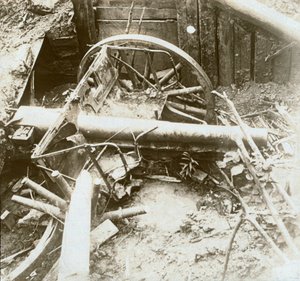 Vernietigd 7.7 veldkanon, IJzer, België, ca. 1914-1918
