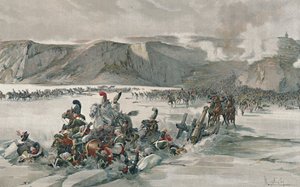 Vernietiging van Terugtrekkende Russen bij het Satschanmeer, 1805, 1896 door Unbekannt