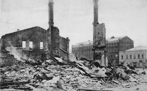 Vernietiging op een straat in Moskou na de Revolutie, Rusland, december 1905 door Unbekannt