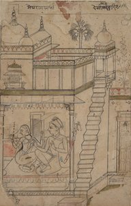 Desvarari Ragini: Folio uit een ragamala-serie Garland of Musical Modes, begin 18e eeuw door Unbekannt
