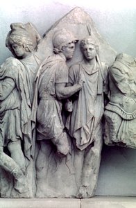 Detail van de Telephus Fries van het Pergamon-altaar, 164-156 v.Chr. door Unbekannt
