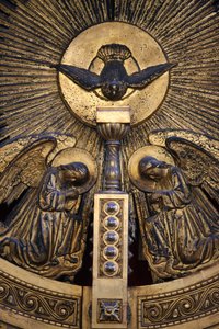Detail van het iconostase van de Bulgaarse kerk van Sint Stefanus, Istanbul, Turkije