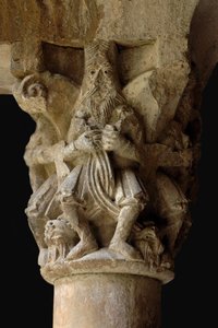 Detail van een kapiteel in het klooster Sant Pere de Galligants, 12e eeuw door Unbekannt