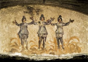 Detail van een fresco uit de Catacomben van Priscilla, 2e of 3e eeuw na Christus door Unbekannt