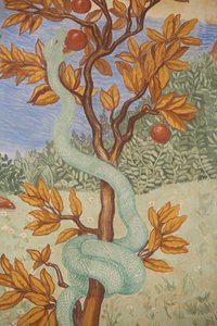 Detail van een fresco met de tuin van Eden, Puteaux, Frankrijk door Unbekannt
