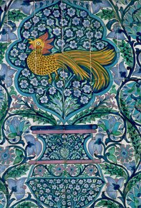 Detail van een tegelontwerp in Nabeul, Tunesië
