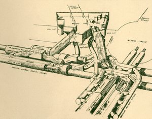 Diagram van Nieuw Metrostation bij Oxford Circus, 1930 door Unbekannt