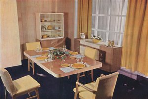 Eetkamer groep in vogelperspectief esdoorn, 1942