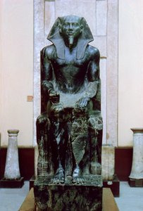 Dioriet standbeeld van de oude Egyptische farao Khafre, 26e eeuw v.Chr. door Unbekannt
