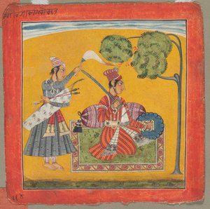 Dipak Raga, Een van de Zesendertig Melodieën Ragamala: Verpersoonlijking van Liefde, ca. 1690 door Unbekannt