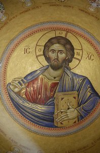 Koepel van de Katholikon Grieks-orthodoxe kerk in de Heilig Grafkerk, Jeruzalem, Israël door Unbekannt