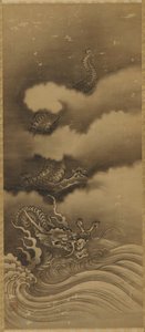 Draak en golven, Edo-periode, 1615-1868 door Unbekannt