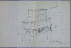 Tekening, Ontwerp voor Dressoir met Glazen Deurkast Boven