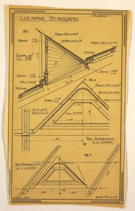 Ontwerp voor een massale operationele woning ontworpen door Hector Guimard, dakraamconstructie, oktober 1920