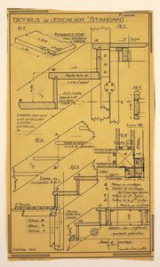 Ontwerp voor een massale operationele woning ontworpen door Hector Guimard, trapconstructie