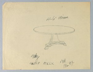 Tekening, Ontwerp voor een Ronde Tafel op een Driehoekige Basis