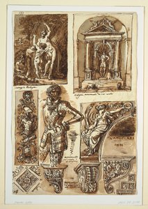 Tekening, Bladen met Studies naar Bolognese Monumenten, 1811-14 door Unbekannt