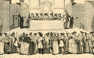Trekking van de Staatsloterij in Guildhall, 1751, c1872 door Unbekannt