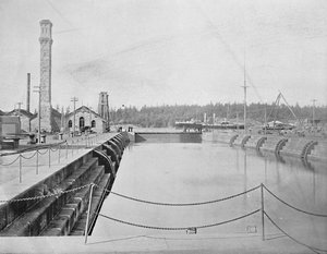 Droogdok in Esquimalt, Brits-Columbia, ca 1897