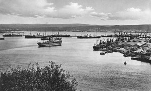 Haven van Durban vanaf de Bluff, Zuid-Afrika door Unbekannt