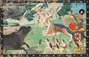 Durga doodt Mahisha, ca. 1830