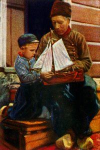 Nederlandse vader en zoon in traditionele kleding, ca. 1928 door Unbekannt