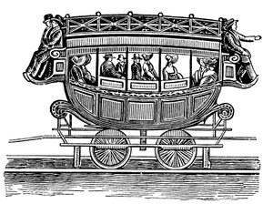 Vroege Amerikaanse spoorwegwagen overgenomen van wegtransport