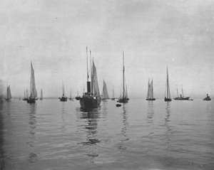 Vroege ochtend in New York Bay, VS