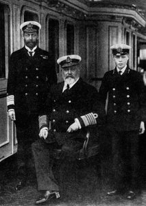 Edward VII, George V en de Prins van Wales door Unbekannt