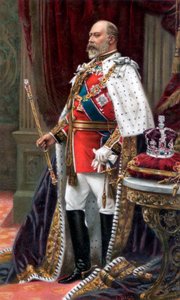 Edward VII in volledige kroningsgewaden door Unbekannt