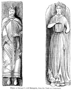 Beelden van Richard I en Berengaria, van het graf in Fontevrault Abbet, Frankrijk