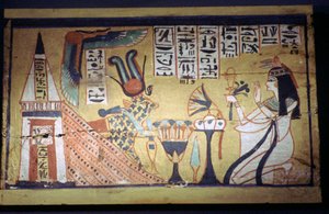 Egyptische schildering op een houten shabti-doos