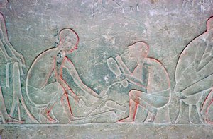 Egyptisch reliëf met schoenmakers, 14e eeuw v.Chr. door Unbekannt