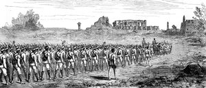 Egyptische troepen bij Karnak, Egypte