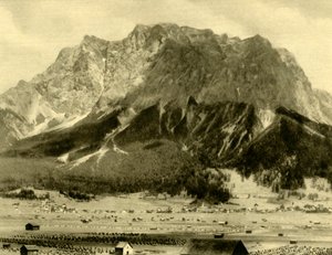 Ehrwald en de Wetterstein bergen, Tirol, Oostenrijk, ca. 1935 door Unbekannt