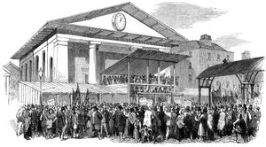 Verkiezingsbijeenkomst in Covent Garden tijdens de Westminster verkiezing, Londen, 1852 door Unbekannt