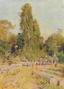 Olifanten die Teak stapelen, 1924