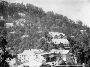 Elysium Hotel, huizen op de noordelijke hellingen van Jakko, Shimla, India, begin 20e eeuw door Unbekannt