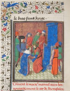 Keizer Manuel I Komnenos ontmoet koning Amalric I van Jeruzalem. Miniatuur uit de Historia door Willem van Tyrus, 1460s door Unbekannt