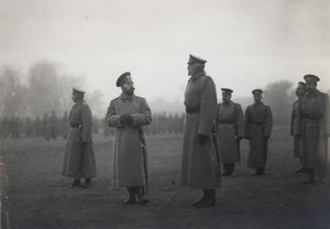 Keizer Nicolaas II en Groothertog Nikolai Nikolaevich in Baranovichi, september 1914, 1914 door Unbekannt